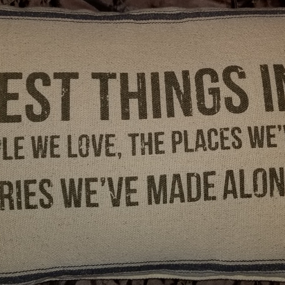 Tan and Navy Burlap Decorative pillow